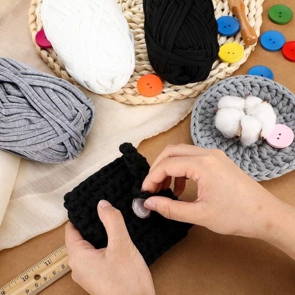 DIY Hand-Knit Yarns: Black White Grey (3 Pcs) Package NEW - Picture 4 of 4